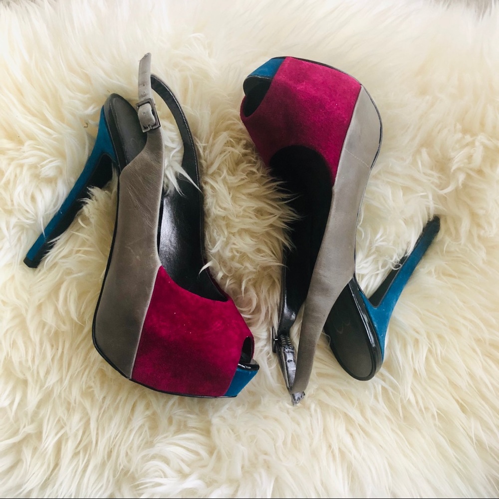 Color Block Suede Heels